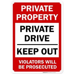 Private Property Private Drive, No Trespassing Sign, 10×14 Inches, Rust Free …
