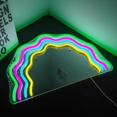 Custom Heart Mirror Neon Sign | Personalized LED Vanity Decor
