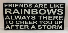 SIXTREES Ltd Handcrafted Wooden Shelf Sign “Friends Are Like Rainbows” 5 X 11