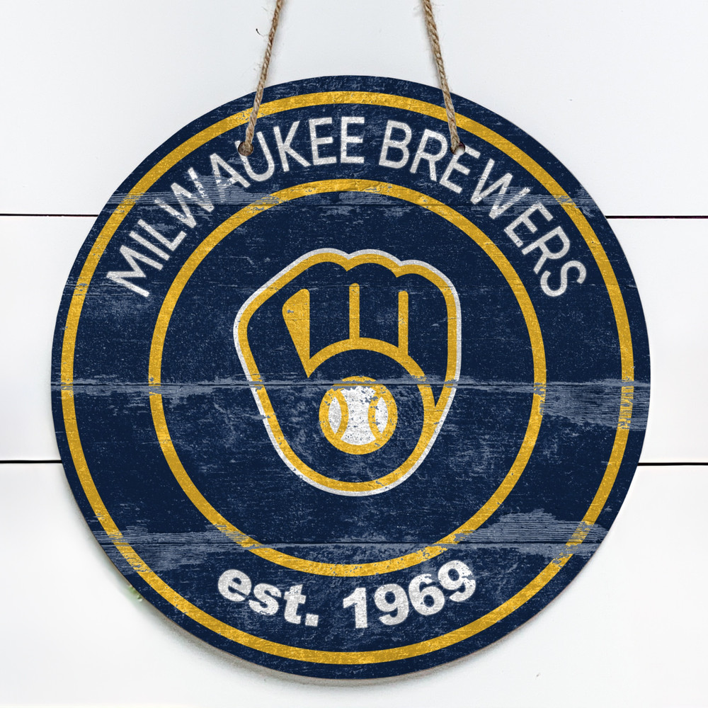 Milwaukee Brewers 10″ Metal Indoor/Outdoor Round Sign (Vintage Look)
