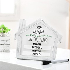 Rustic Wifi Pattern Password Sign for Home White Wifi Board Sign Cute Worn Wood