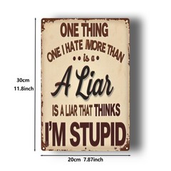 Metal Sign “Lies And Stupidity” Warning 8X12 Inches