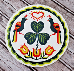 Vintage Dutch Irish Clover Birds Floral Snake Folk Art Jacob Zook Hex Barn Sign