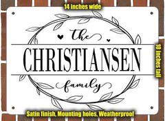 Christiansen Family Decorative Metal Door or Wall Plaque (Style 1)