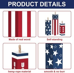 3 Pieces 4Th of July Wood Firecracker Decorations Sign Patriotic Independence Da