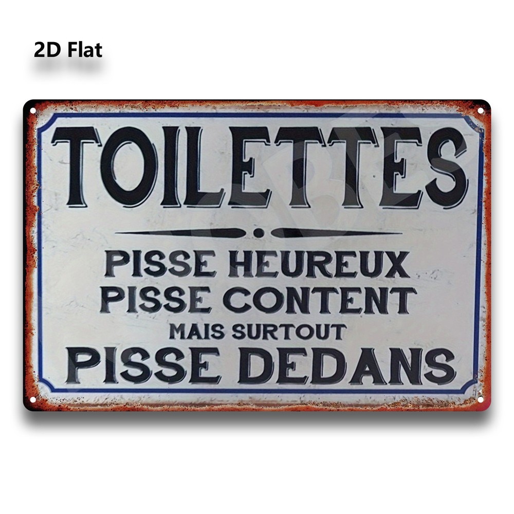 20.32×30.48 cm Metal Sign “Vintage Painting: French-Style Humorous Restroom Slog