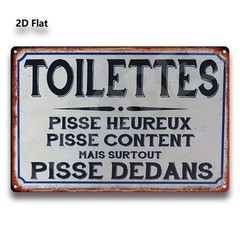 20.32×30.48 cm Metal Sign “Vintage Painting: French-Style Humorous Restroom Slog