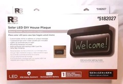 Solar Powered LED DIY Black House Plaque, Brand New