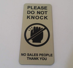 Please Do Not Knock No Sales People Thank You Sign Plaque 30 Colours 7 Sizes