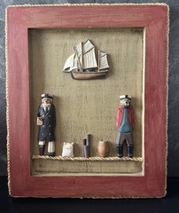 Sea Captain & Mate 3D Nautical Theme Wood Wall Art Vintage Decor