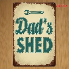 Distressed Brown Edge Dad Shed Wrench Sign Fathers Day Farmhouse Wooden Wall