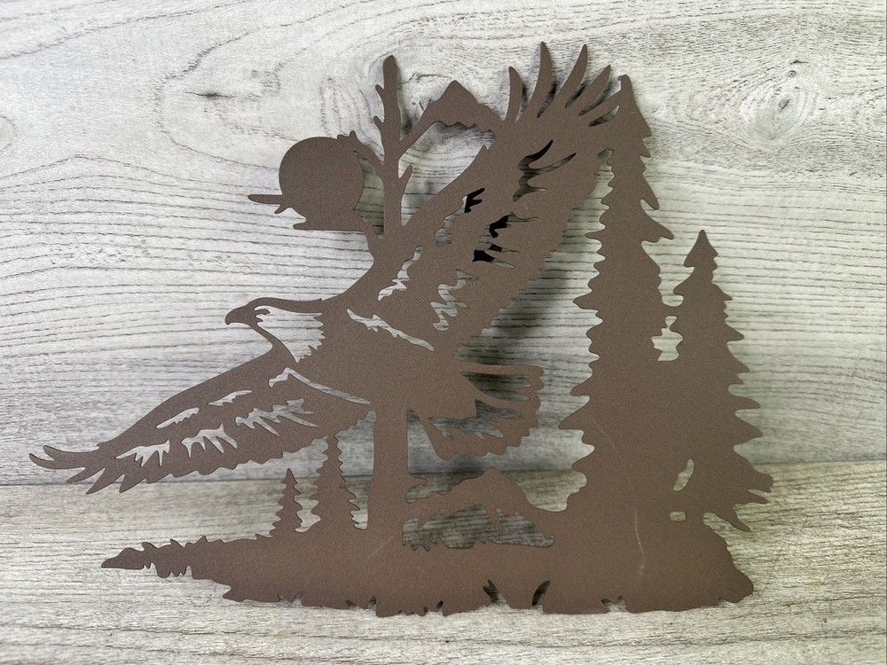 Unbranded Metal Flying Eagle Cutout Trees Scenery Lightweight Brown