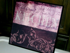 ‘BON APPETIT’ & ‘Never closed KITCHEN’ plaques 12×12″ pastel browns 2 (pantry)