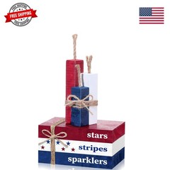 4 Pcs 4th of July Table Decor Patriotic Memorial Day Wood Sign Red White Blue…