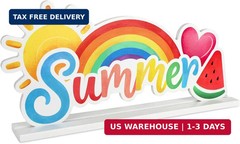 Wooden Summer Sign Summer Decorations for Home, Tropical Coastal Table Decor wit