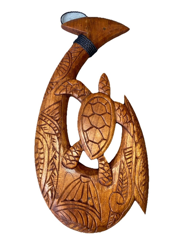 15” HOOK SEA TURTLE NATURAL DESIGN TROPICAL TIKI SIGN WALL HANGING ART HOME