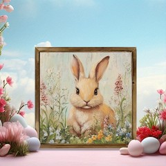 Rustic Spring Easter Bunny Wooden Plaque Farmhouse Wall Hanging Decoration Gift