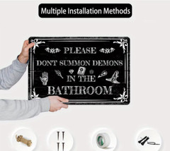 Vintage Witch Wiccan Gothic Demons in the Bathroom Sign Wall Decor 8×12 2D NEW