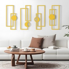 Large 4 Pieces Gold Metal Wall Arts,16.5 x 7 inch Modern Geometric Decor Hang…