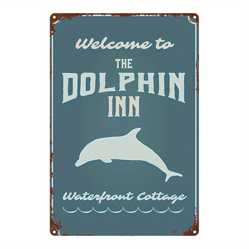 Retro Dolphin Metal Sign Coastal Cottage Decor for Any Beach or Waterfront Space