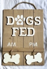 Decorative Dog Meal Scheduler Morning & Afternoon w/ Reversible Yes/No Bone