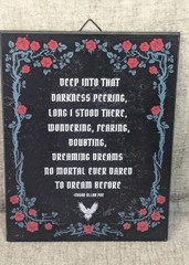 Edgar Allan Poe The Raven Wood Plaque Spirit Halloween Gothic Home Decor 9×12