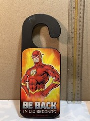 DC Comics Justice League Flash Door Knob Hanger Sign Holograph 10” LN