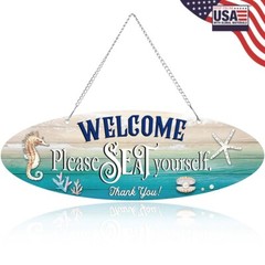Hotop Hanging Sea Decorations Funny Bathroom Metal Wall Decor Sign Beach Mari…