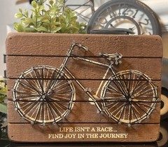 Wooden Bicycle String Art Plaque with Inspirational Quote