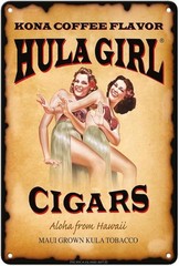Hula Girl Metal Sign Pacific Island Cigars Aloha Aluminum Sign 8×12 Funny