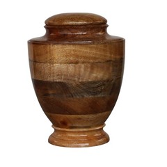Wooden Urn For Human Ashes, Large Hand Turned Mango Wood Funeral Cremation Urn