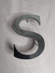 letter S silver Metal sign retail display room Art craft Business initial 5.75″