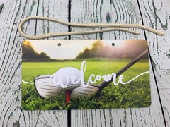 Golf Club Sign Wood Sign Summer Spring Sign Welcome Sign Hanging Twin
