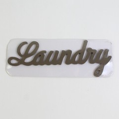 Gray Brown Wood Decor Laundry Lettering Hanging Sign Cursive 14″ x 5″ SEALED