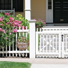 Interchangeable Welcome Sign for Front Door Round Wooden Seasonal Porch Décor