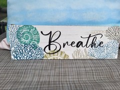 Wooden Wall Sign/Art “Relax and Unwind” Blue and White with Starfish set
