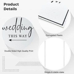 Wedding Direction Arrow Signs Double-Sided Printed This Way Signs with Stakes