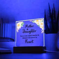 Mother and Daughter Distance Lighted RGB Acrylic Square, Mothers day gifts