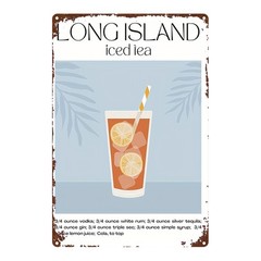 2D Flat, 1pc, Metal Sign, Long Island Iced Tea Illustration Tin Sign Poster