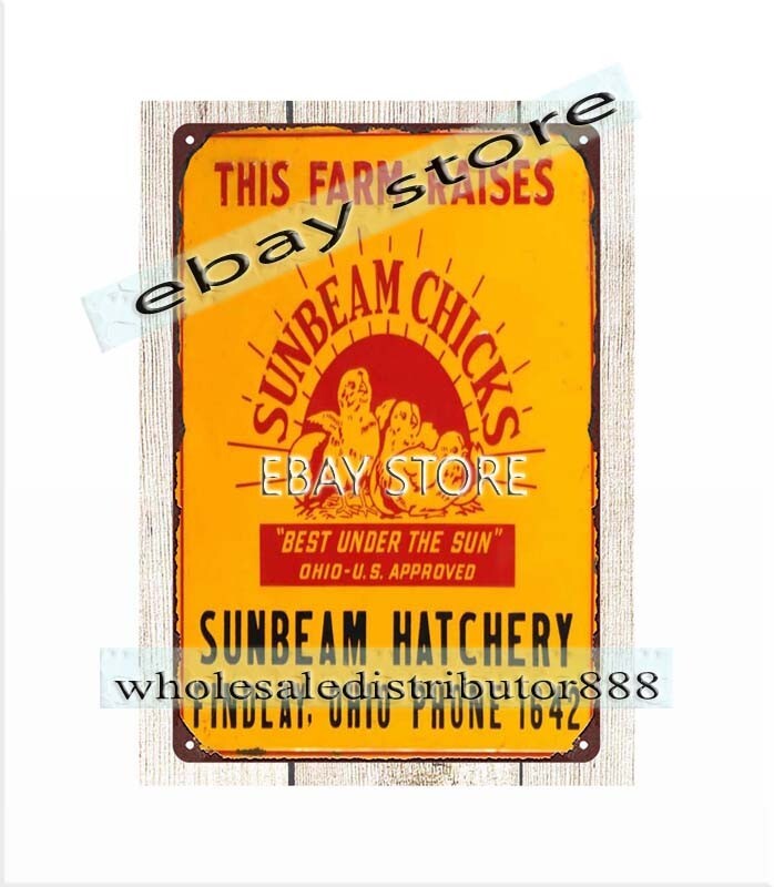 Sunbeam Chicks hatchery farm ranch poultry metal tin sign nostalgic garage shop