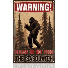 Sasquatch Warning Sign Aluminum Sign Vintage Metal Cabin Decor Outdoor