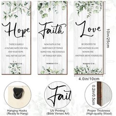 3 Pieces Faith Hope Love Wall Decor Bible Verse As the Picture Shows