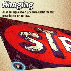 5-Piece Set of Vintage Metal Signs – Ideal for Old Car Shops and Garages