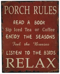Rustic Porch Rules Sign ,Metal Antique Wall Sign Indoor Outdoor Home Decor