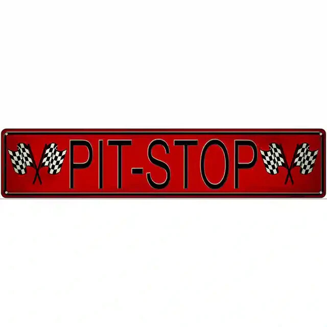 Pit Stop Novelty 3″x12″ metal street sign plaque Home Door Garage Wall Decor