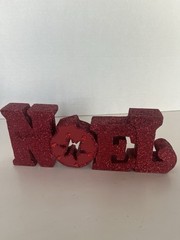 Vintage Wooden Red “Glitter” 8 1/2x 3 1/2” NOEL Christmas Sign
