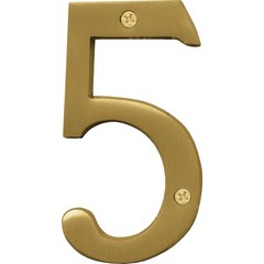 Hy-Ko 4 In. Brushed Brass Number 5 BR-43BB/5 Hy-Ko BR-43BB/5 029069309251 Metal