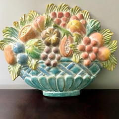 Vintage Fruit Basket Wood Wall Plaque Italian Style Hanging Kitchen Decor