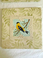 Handmade Mixed Media Songbird Wall Art Plaques – Set/Pair (Grosbeak & Goldfinch)