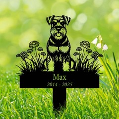 Personalized Miniature Schnauzer Dog Metal Memorial Garden Stake